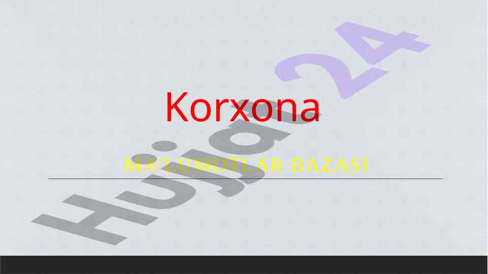 Korxona ma’lumotlar bazasi yaratish rejasi