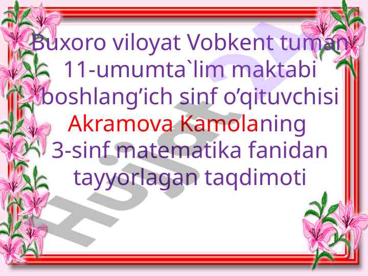 Kasarlarni taqqoslash taqdimoti