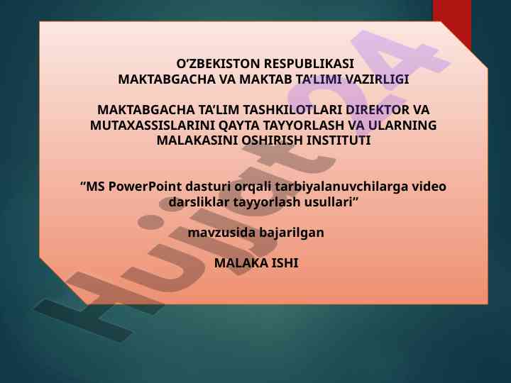 Ms powerpoint dasturi orqali video darsliklar tayyorlash