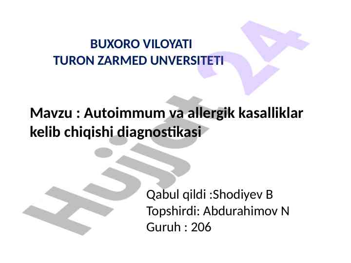 Autoimmum va allergik kasalliklar kelib chiqishi