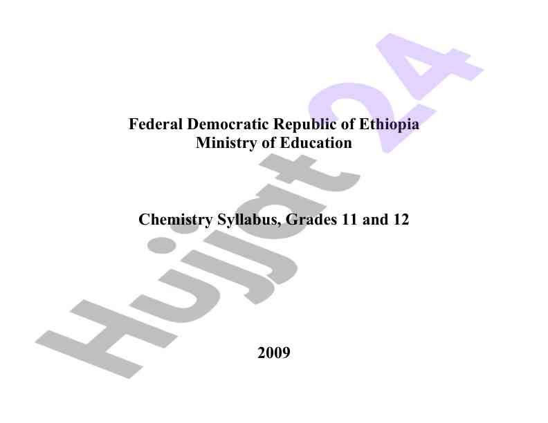 Chemistry syllabus for grades 11 and 12 overview