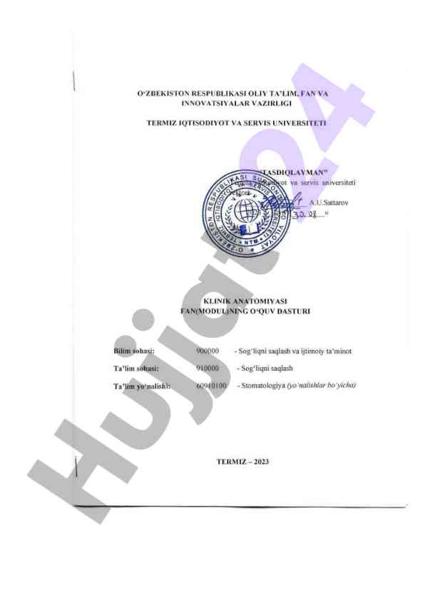 Klinik anatomiya modulining ta’lim mazmuni