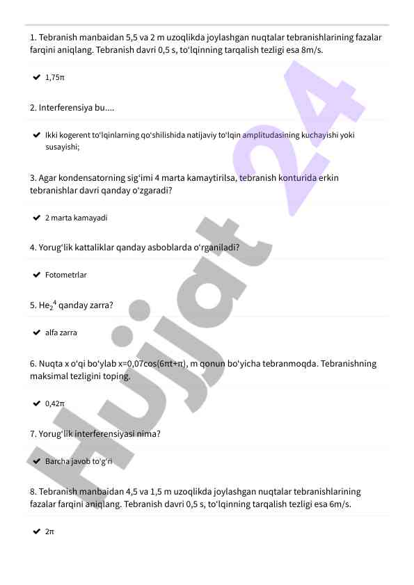 Tebranishlar va interferensiya qoidalari