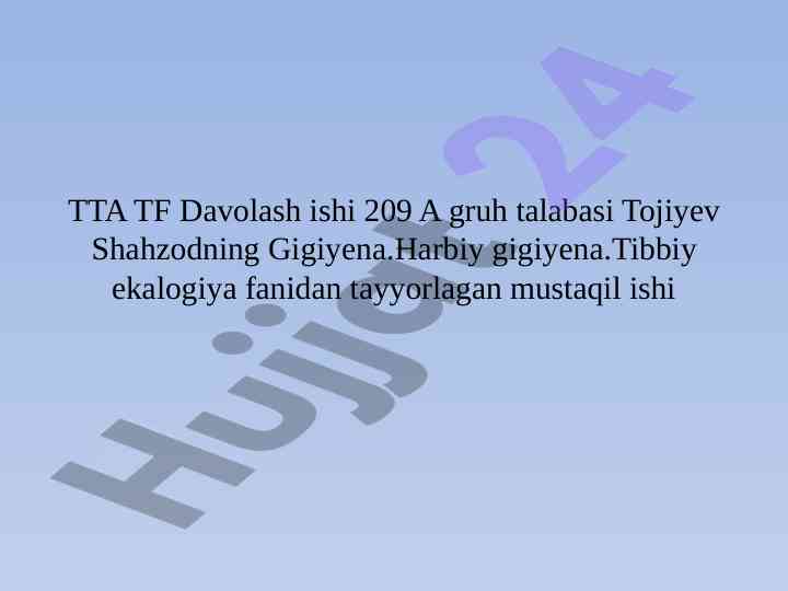 Harbiy gigiyena ta’limiy darslik bilan tanishtirish