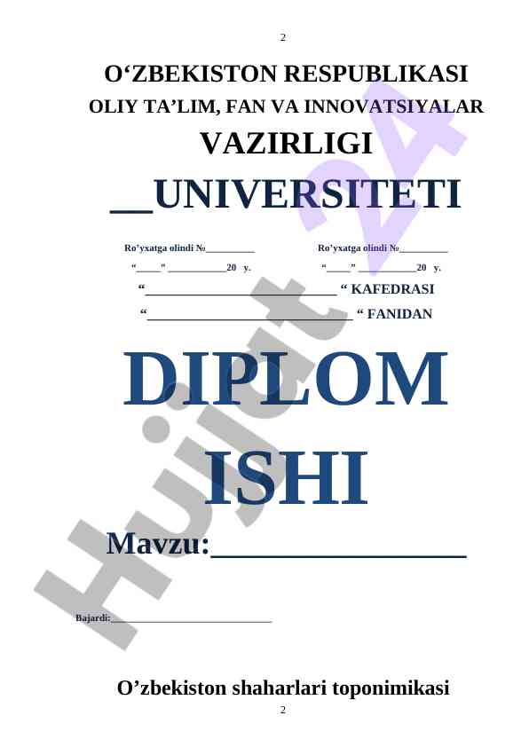 O'zbekiston Shaharlari Toponimikasi