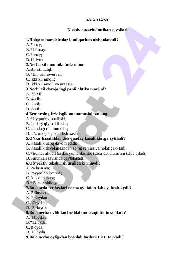 9-variant kasbiy nazariy-imtihon savollari