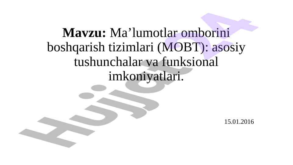 Ma’lumotlar omborini boshqarish tizimlari