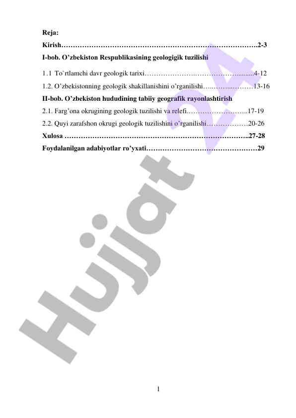 O'zbekistonning geologik tuzilishi va tarixiy o'rganilishi