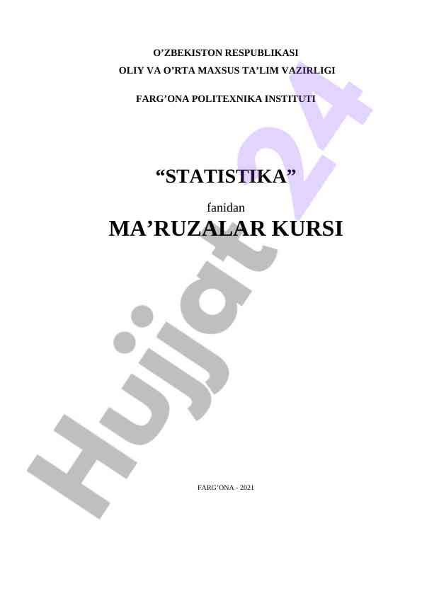 Statistika fanidan ma’ruzalar kuri 2021