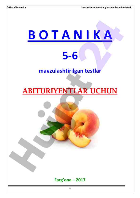 Mavzulashtirilgan botanika testlari 5-6-sinf