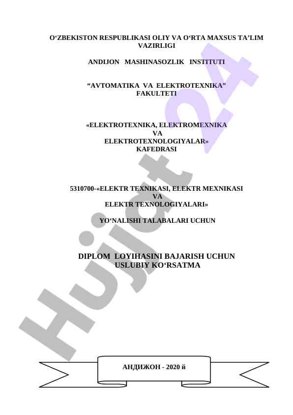Diplom loyihasi uchin uslubiy ko'rsatma