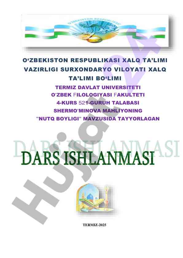 Nutqning boyligi mavzusida ishlar