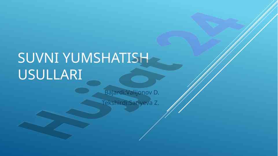Suvni yumshatish usullari va ularning asosiy turlari