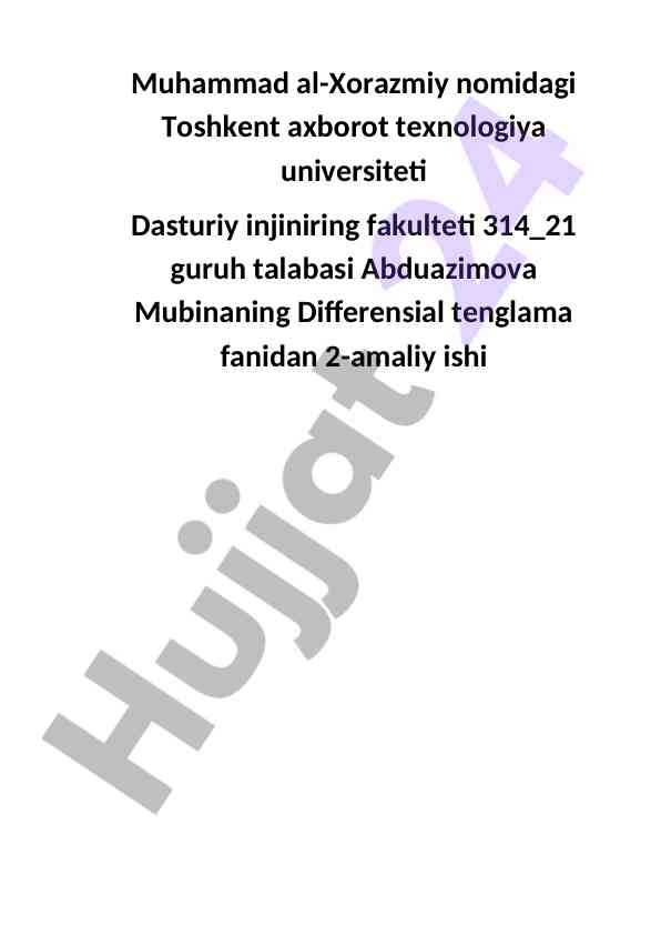 Differensial tenglama fani amaliy ishlari