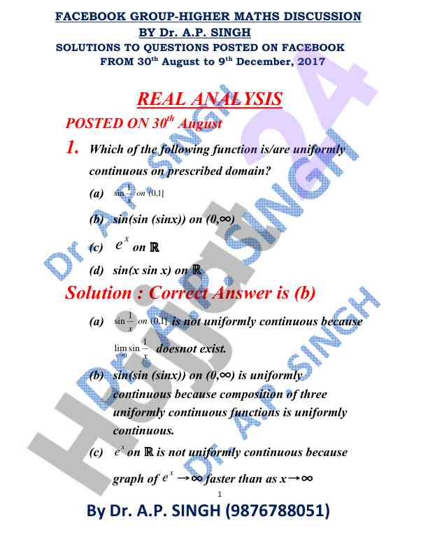Higher maths discussion solutions analysis