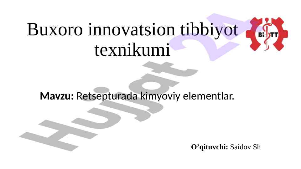 Retsepturada kimyoviy elementlar tahlili