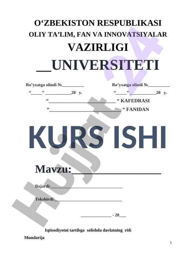 Iqtisodiyotni Tartibga Solishda Davlatning Roli