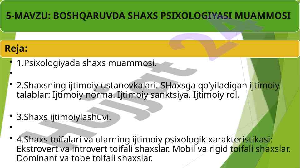Ijtimoiy ustanovkalari va psixologik mexanizmlar
