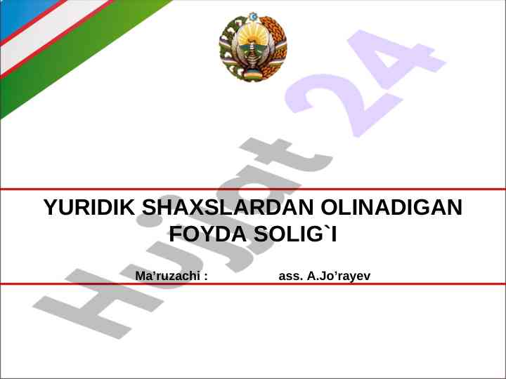 Yuridik shaxslardan olinadigan foyda solig‘i tahlili