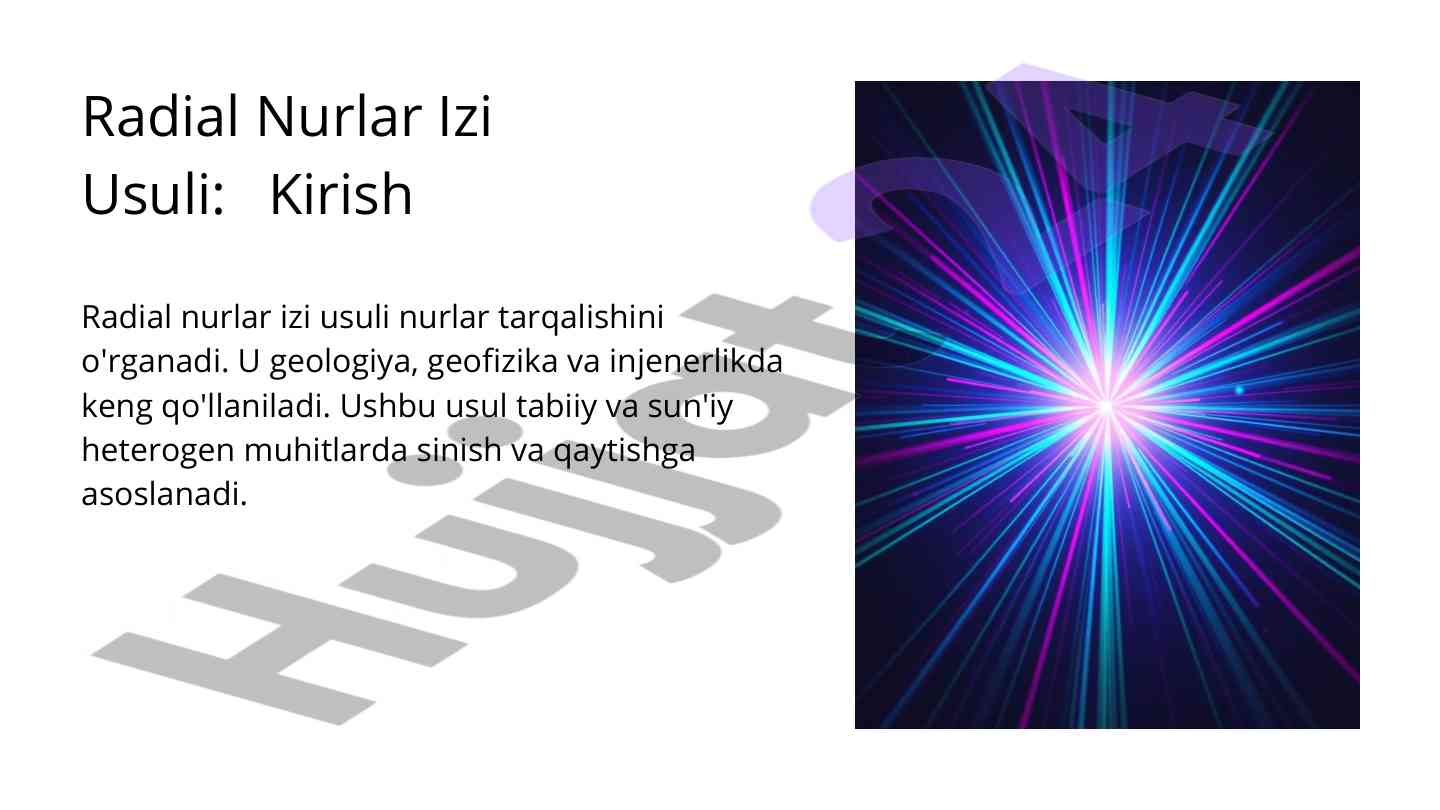 Radial nurlar izi usuli: kirish va qo'llanilishi