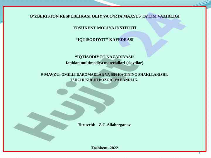 Omilli daromadlar va ish haqining shakllanishi