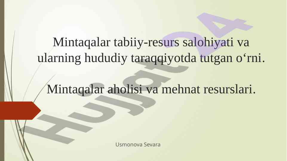 Mintaqalar tabiiy-resurs salohiyati va taqsimot