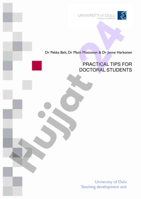 Practical tips for doctoral students
