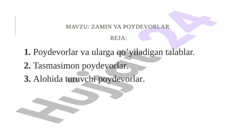 Zamin va poydevorlar haqida o‘quv qo‘llanma
