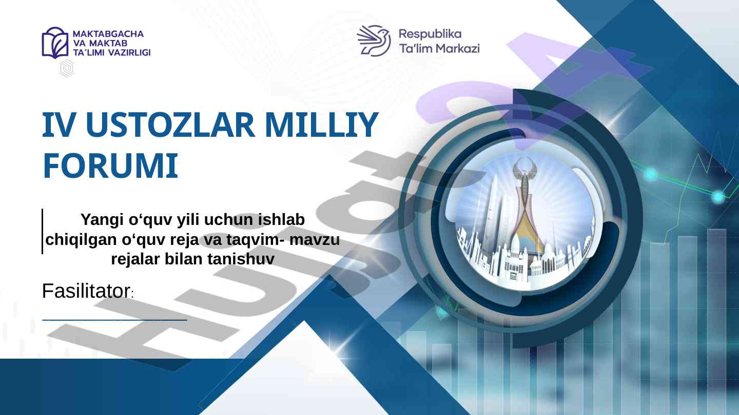 Yangi o‘quv yili uchun o‘quv reja va taqvim