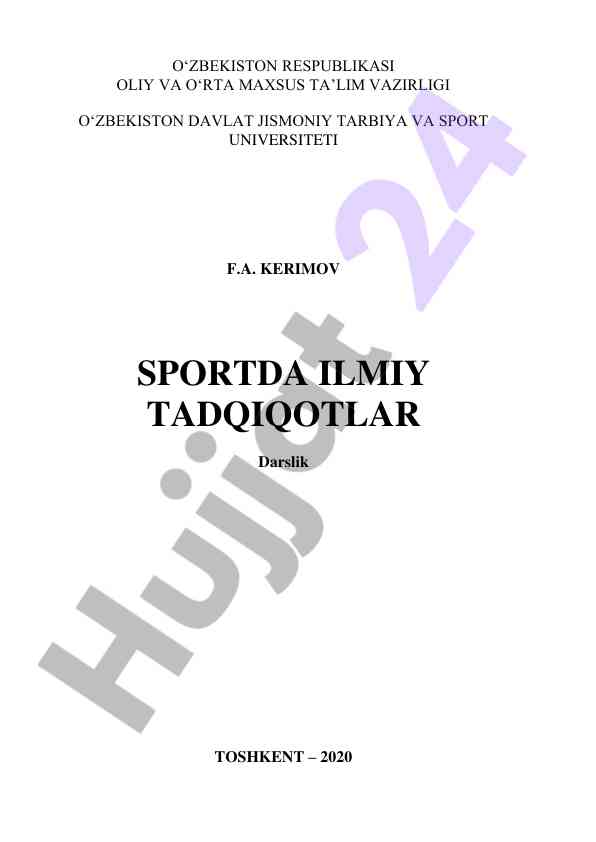 Jismoniy tarbiya magistrantlari uchun darslik