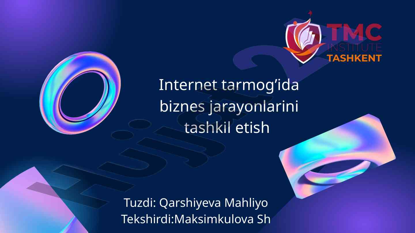 Internet tarmoqlari va biznes tashkiliy jarayonlari