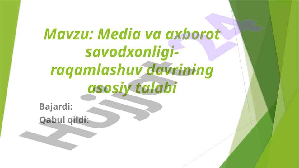 Media va axborot savodxonligi asosiy talablar