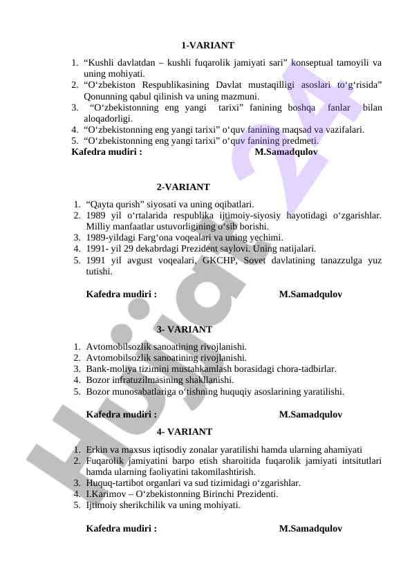 O‘zbekistonning eng yangi tarixi: o‘quv fani tahlili
