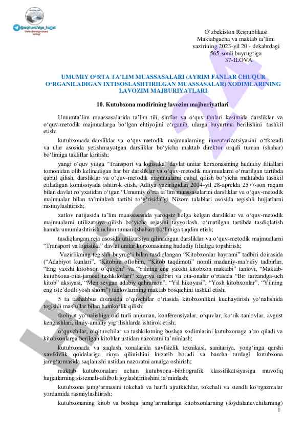 Lavozim majburiyatlari va kutubxona muammolari