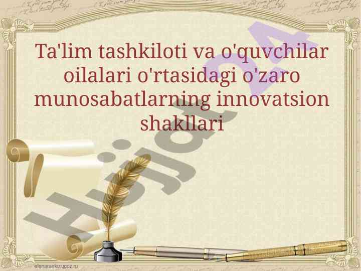 Ota-ona shakllarida ta'lim tashkilotlari uchlasha