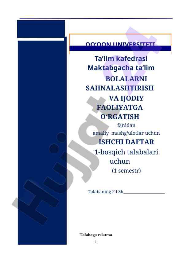 Bolalarni sahnalashtirish va ijodiy faoliyat