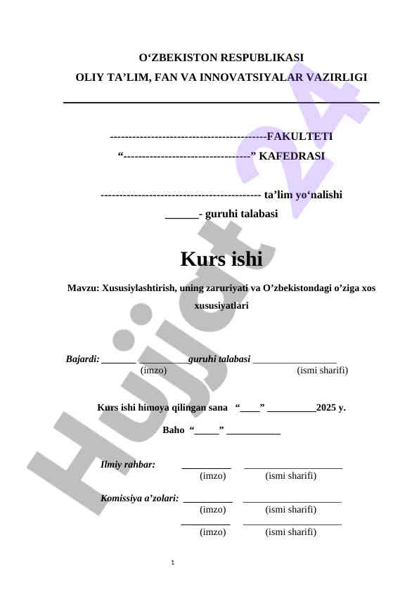 Xususiylashtirish vaqtida o'zbekistondagi xususiyatlar