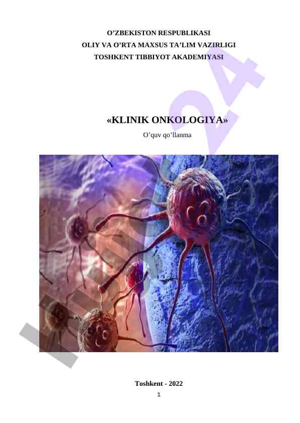 Klinik onkologiya o‘quv qo‘llanmasi 2022 yil