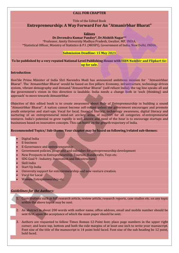 Role of entrepreneurship in atmanirbhar bharat