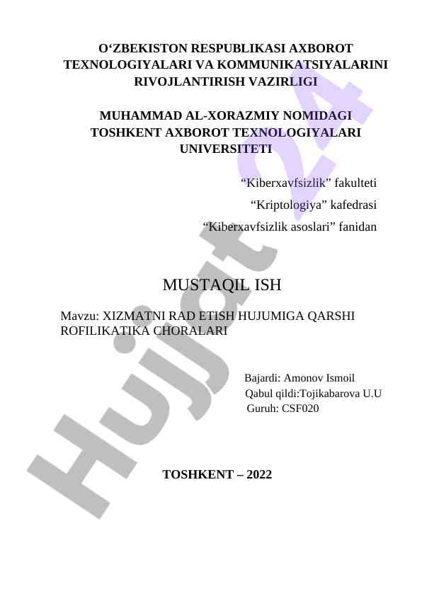 Xizmatni rad etish hujumiga qarshi choralar