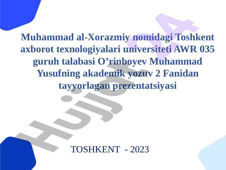 Axborot texnologiyalarining asosiy tushunchalari