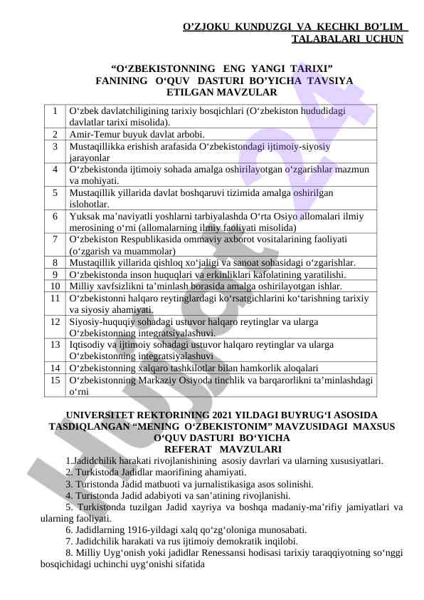 O‘zbekistondagi jadid harakatining tarixi