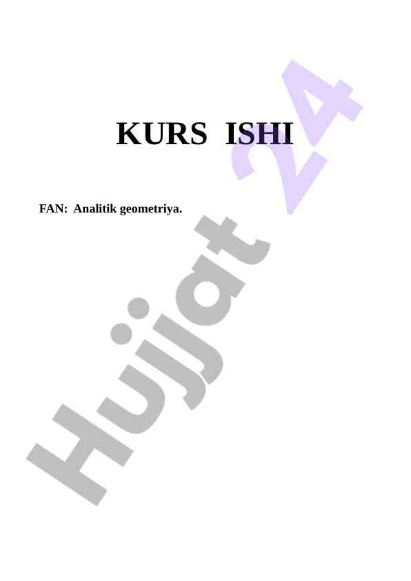 Analitik Geometriya: Konus Kesimlari