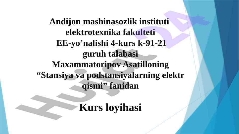 110kv podstansiyalarni elektr sxemasini loyihalash