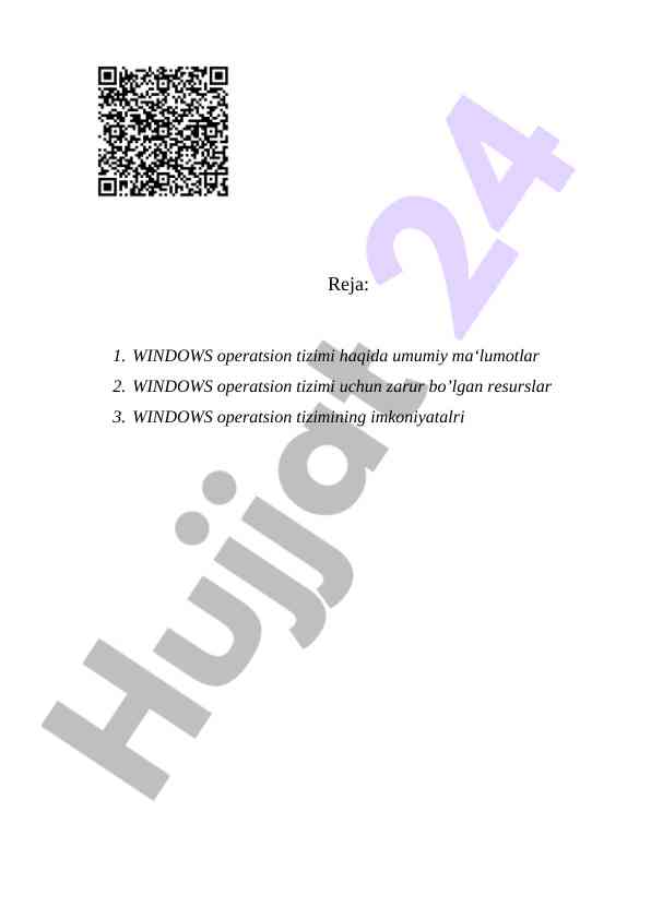 Windows operatsion tizimi haqida umumiy ma‘lumotlar