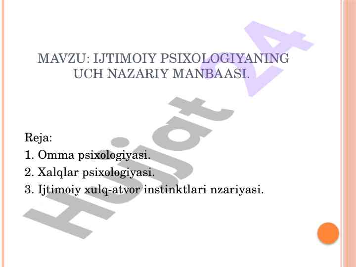 Ijtimoiy psixologiyaning uch nazariy manbaasi