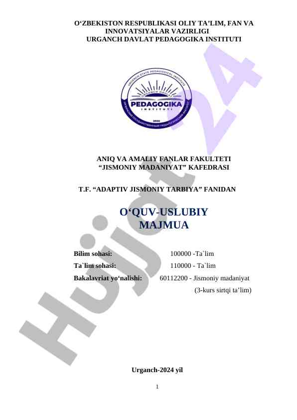 Adaptiv jismoniy tarbiya o‘quv-uslubiy majmua