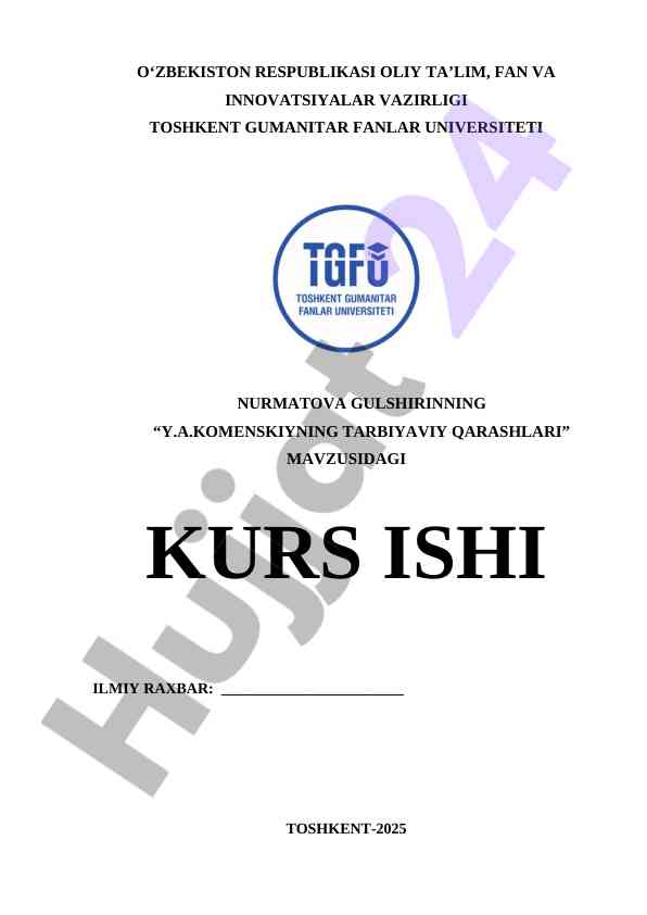 Y.A.KOMENSKIYNING TARBIYAVIY QARASHLARI