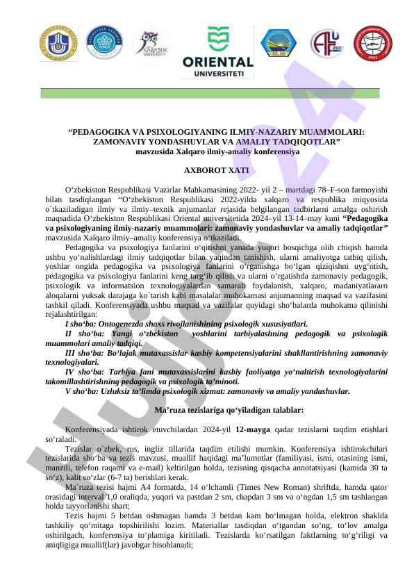 Pedagogika Va Psixologiyaning Ilmiy-Nazariy Muammolari