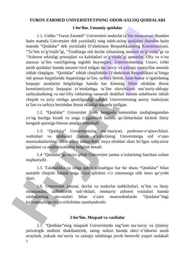 Odob-axloq qoidalari – umumiy qoida va talablar